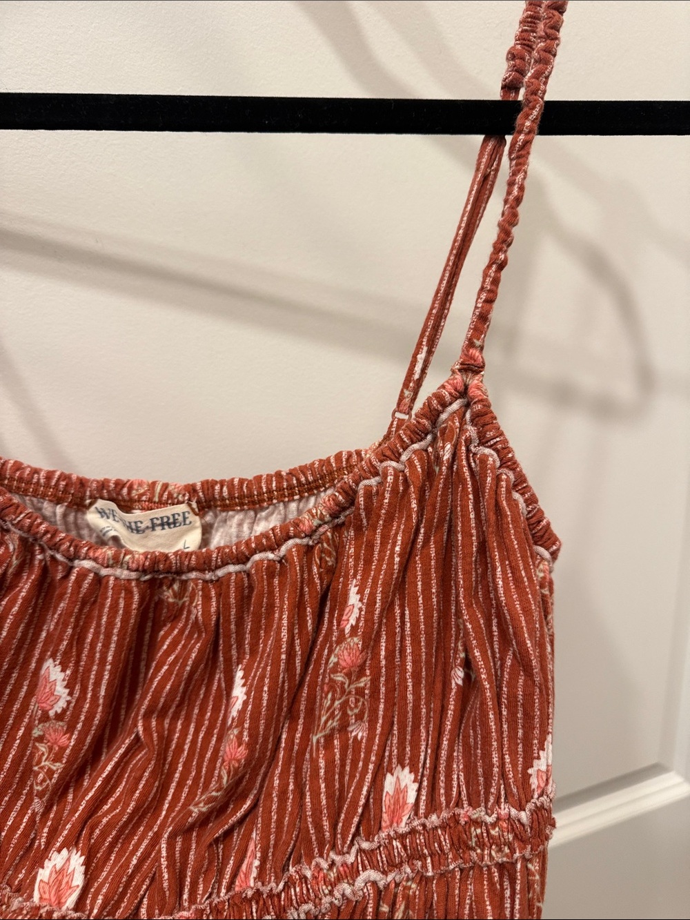 Free People Rust-Red Floral Smocked Cami - Picture 8 of 16